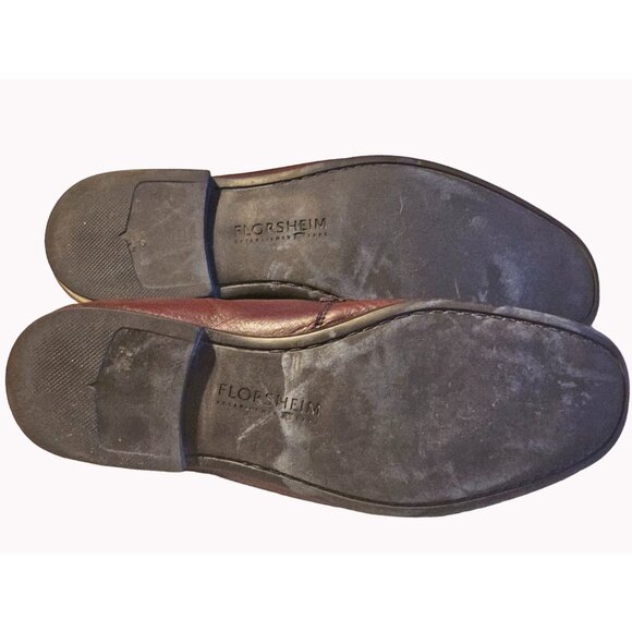 Florsheim Burgundy Leather Slip On Penny Loafer Moc Toe Dress Shoes Men's 12D US - Picture 11 of 12